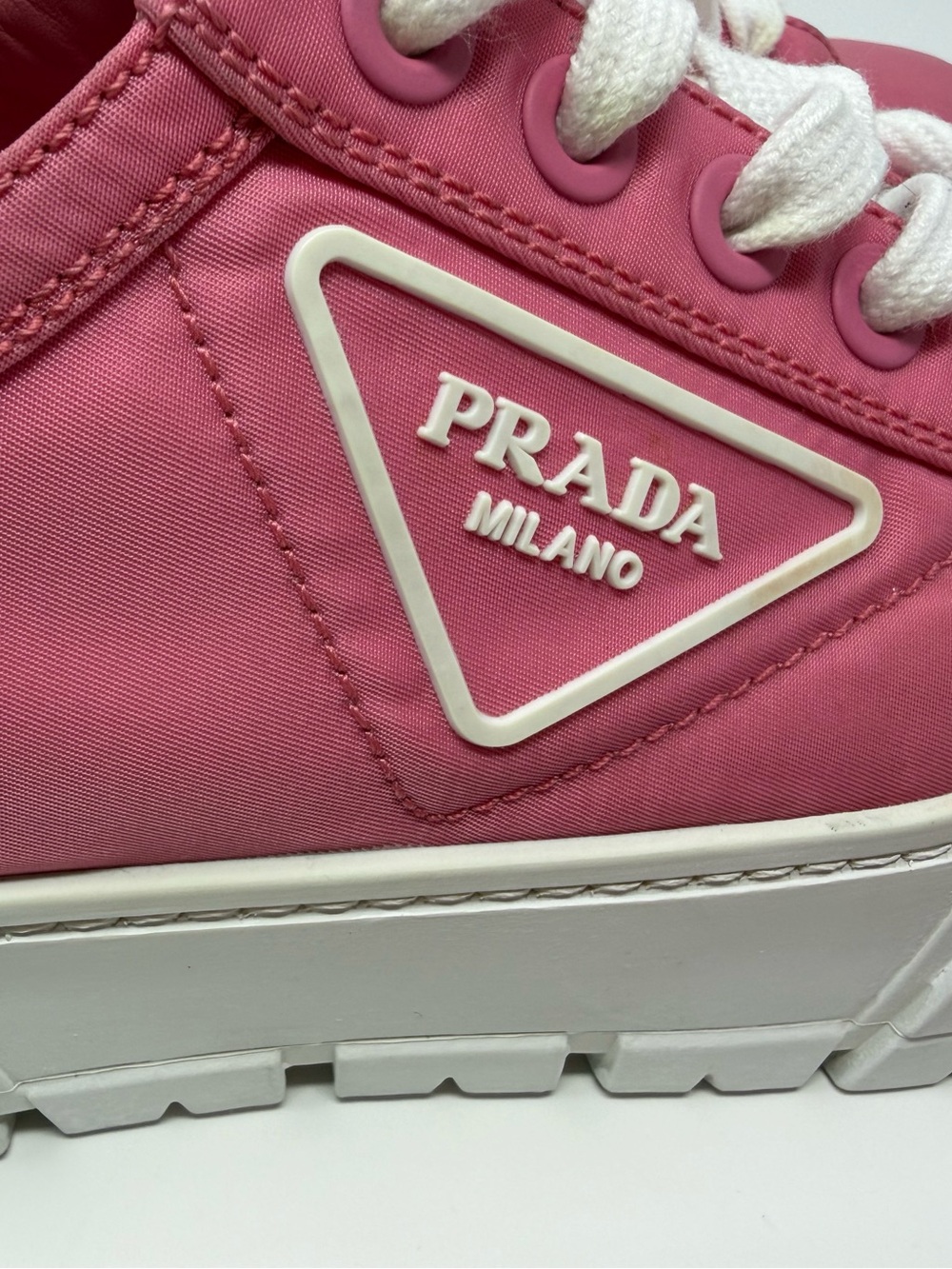 Prada Hot Pink Platform Lace-Up Sneakers - Picture 8 of 16